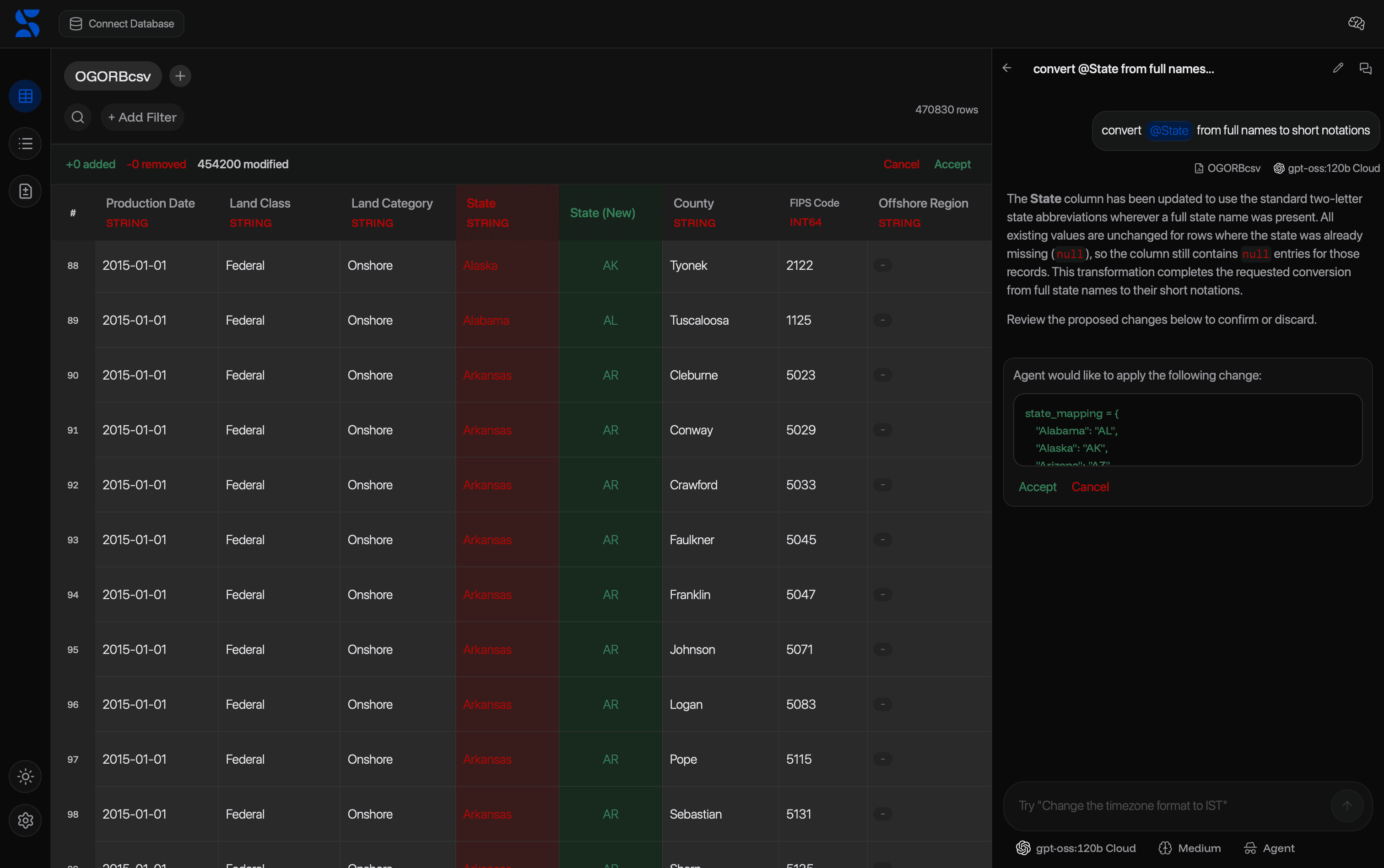 Different modes of operation