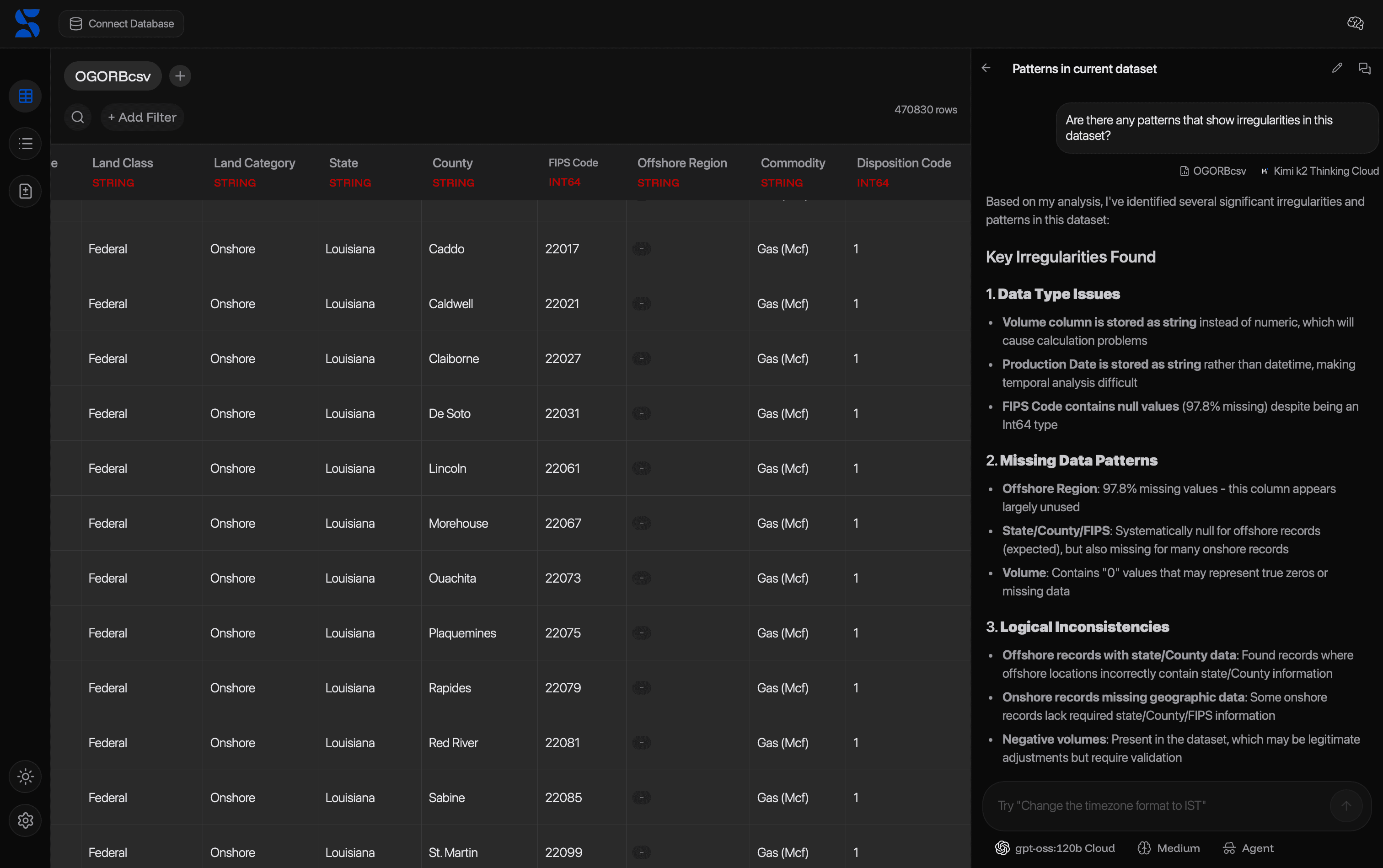 Different modes of operation