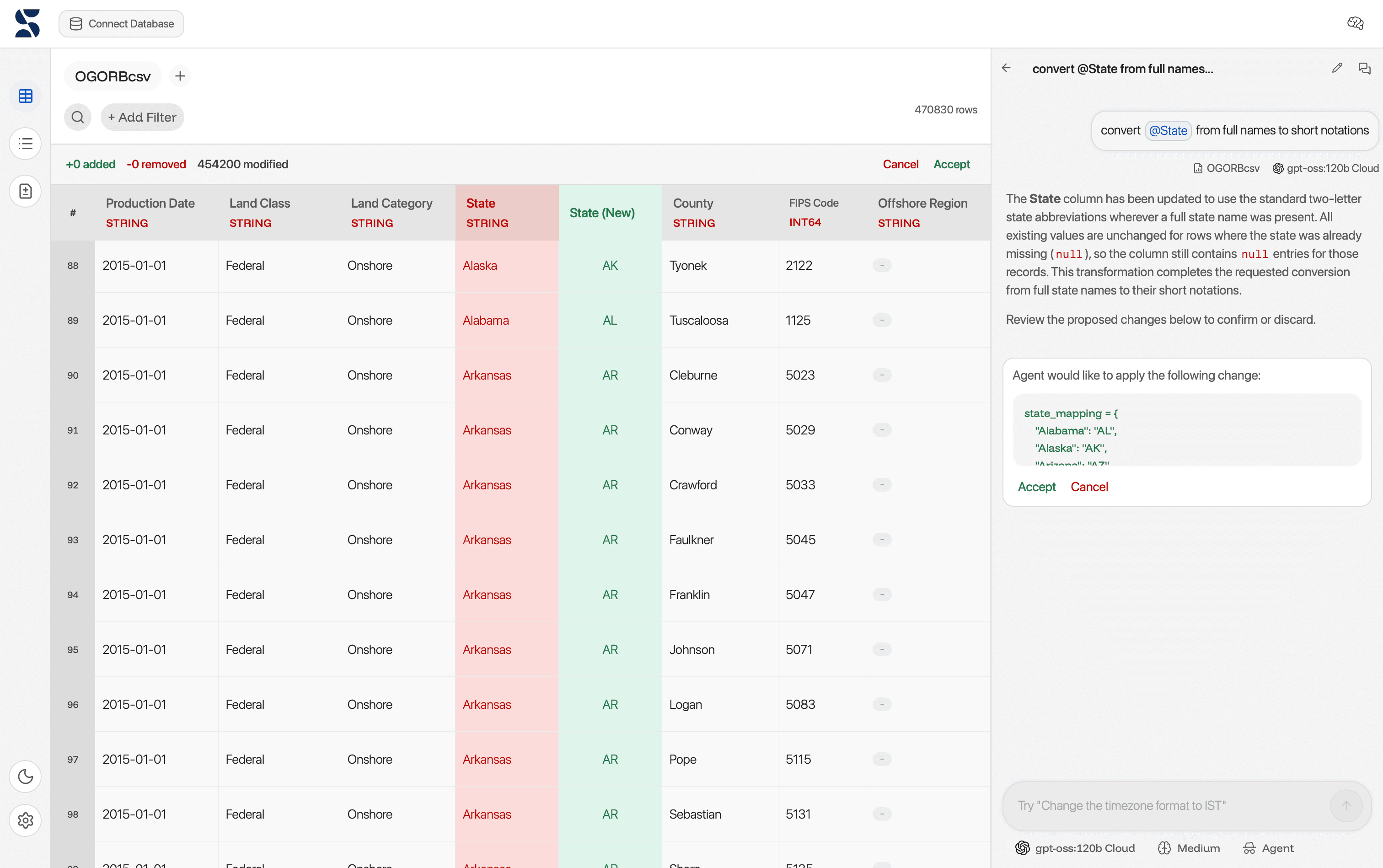 Different modes of operation