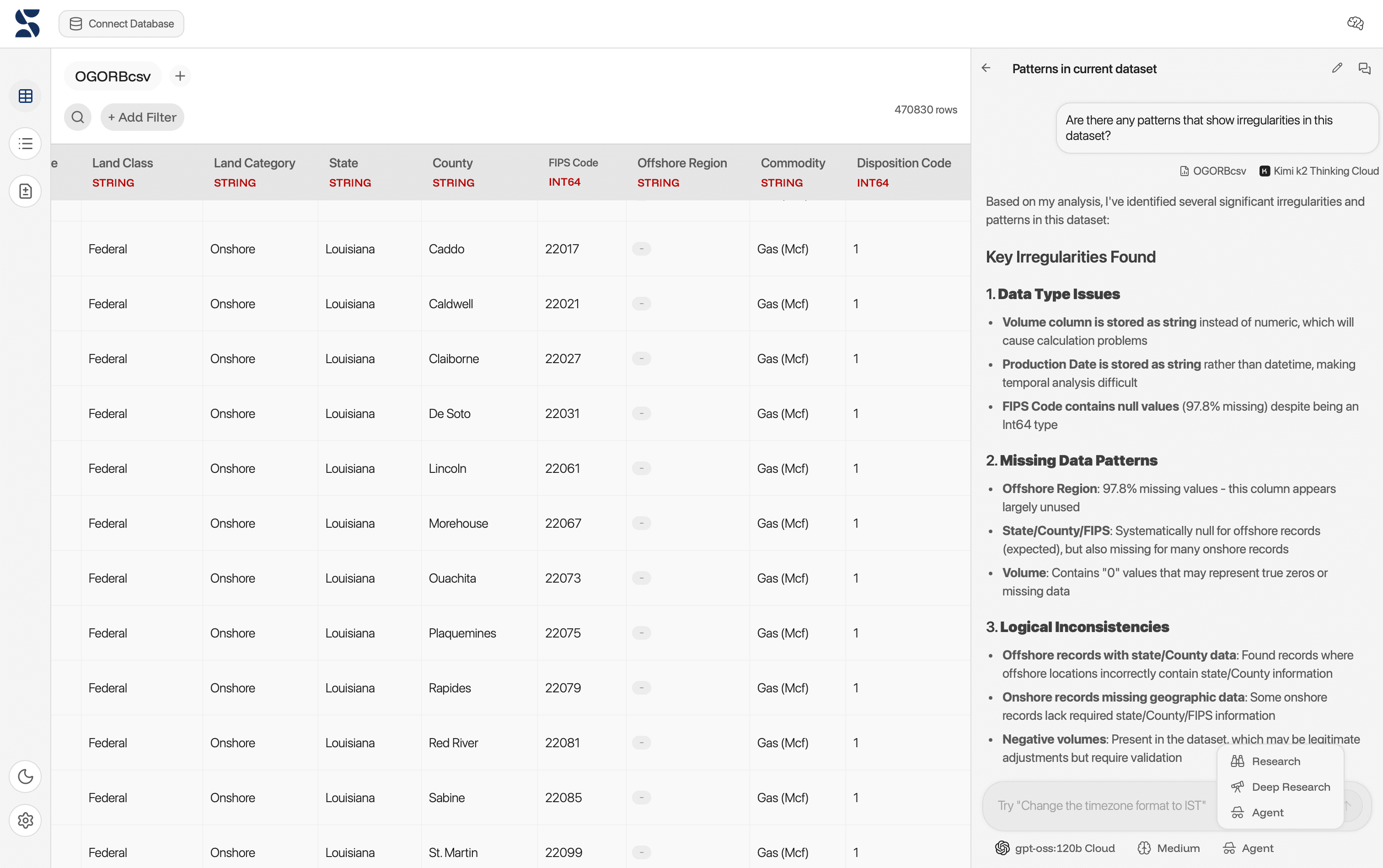 Different modes of operation